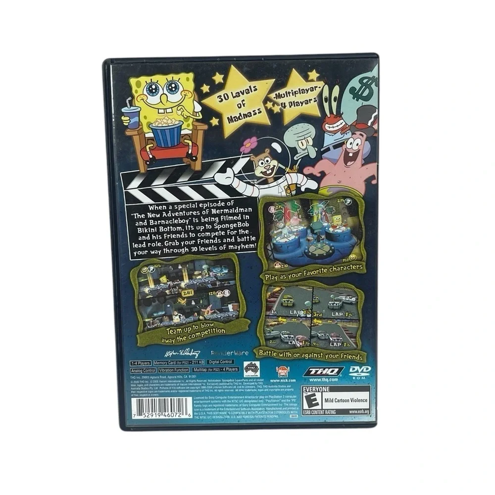 PlayStation 2 SpongeBob SquarePants Lights Camera Action Video Game w Manual